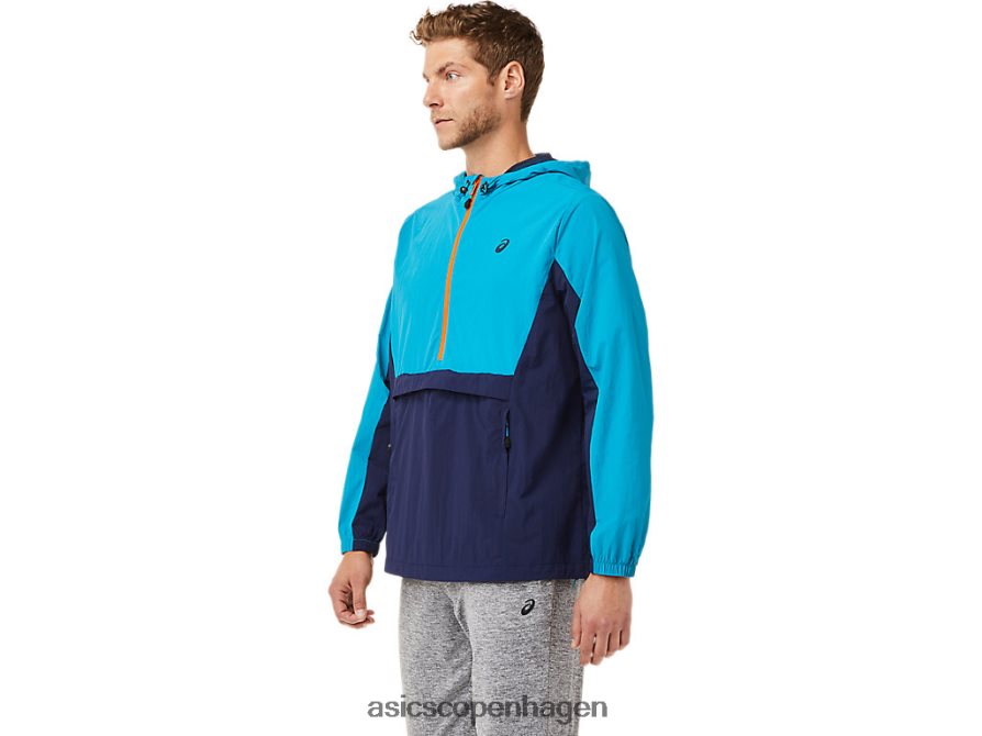 Asics anorak jakke blågrøn/peacoat Z206F62030