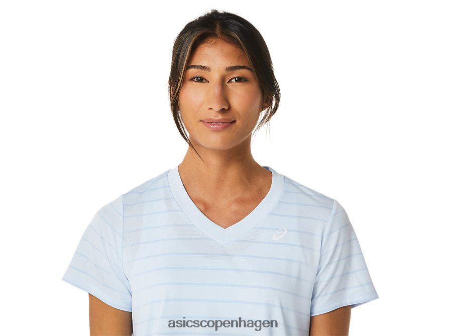 Asics banestribet kortærmet top blød himmel Z206F62515