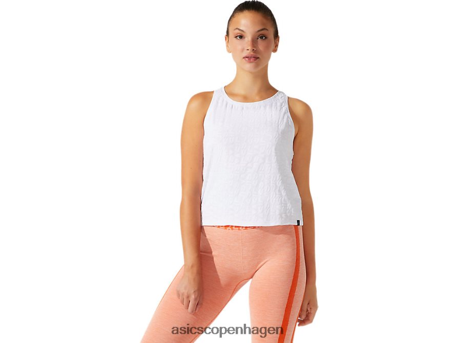 Asics beskåret logo jacquard tank strålende hvid Z206F63966