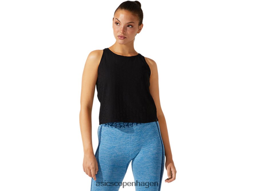 Asics beskåret logo jacquard tank ydeevne sort Z206F63965
