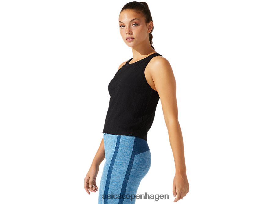 Asics beskåret logo jacquard tank ydeevne sort Z206F63965