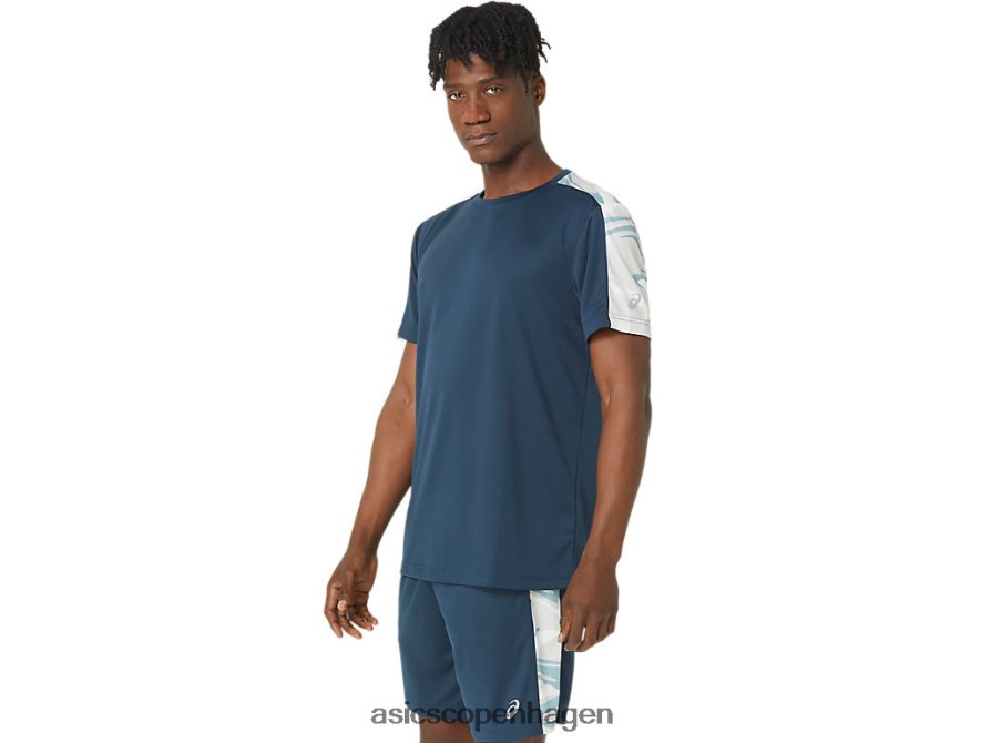Asics blok kortærmet top fransk blå/polar nuance Z206F666