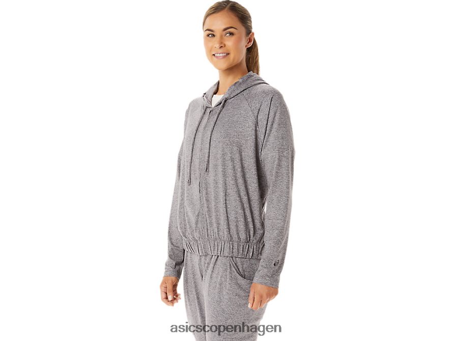 Asics blød strikket hættetrøje med fuld lynlås røgskygge lyng Z206F62937
