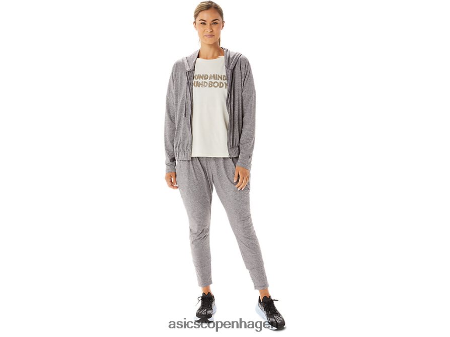 Asics blød strikket hættetrøje med fuld lynlås røgskygge lyng Z206F62937