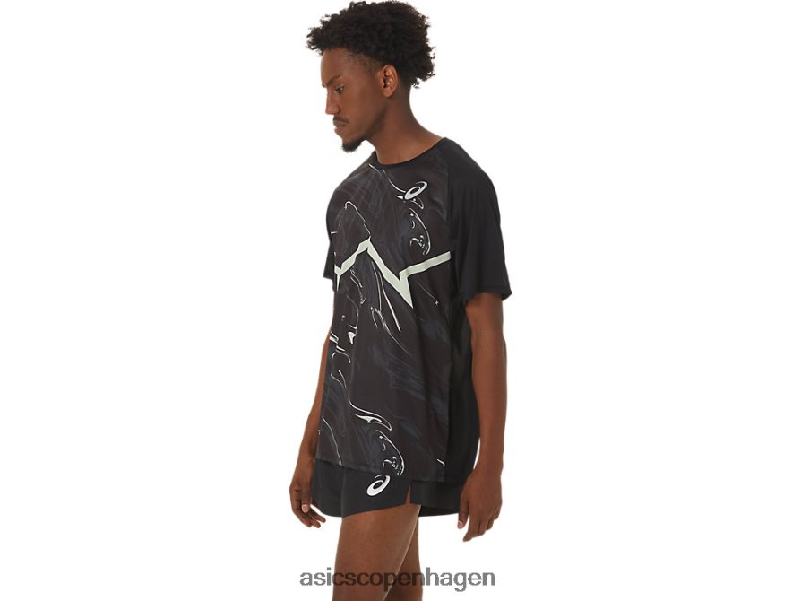 Asics cj-line let kortærmet top ydeevne sort/hviskgrøn Z206F6255