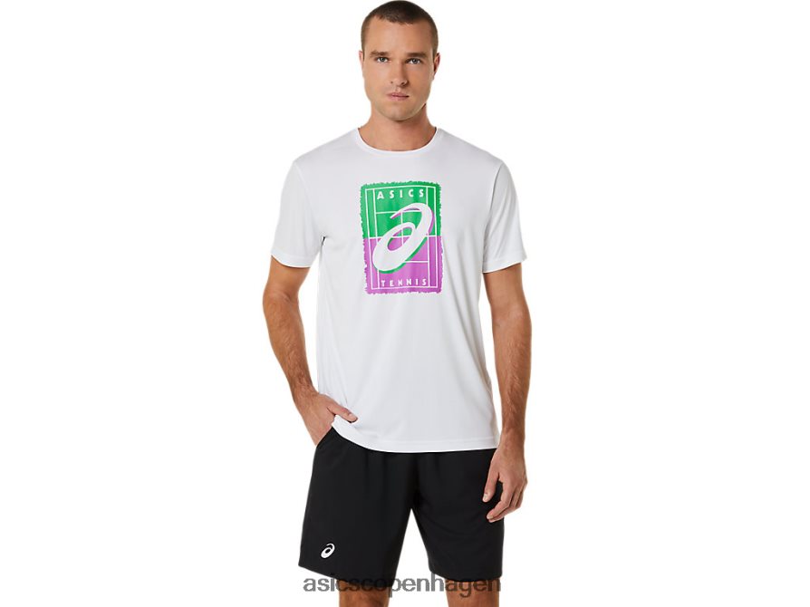 Asics court gs grafisk t-shirt strålende hvid Z206F6525