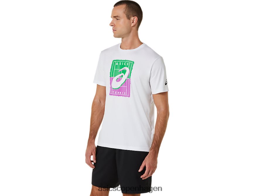 Asics court gs grafisk t-shirt strålende hvid Z206F6525
