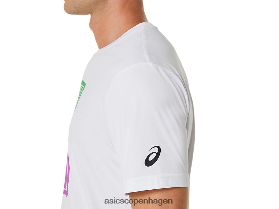 Asics court gs grafisk t-shirt strålende hvid Z206F6525