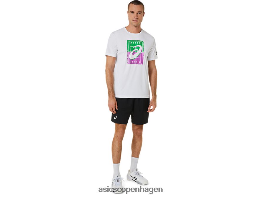 Asics court gs grafisk t-shirt strålende hvid Z206F6525