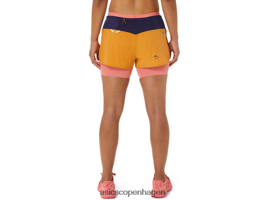 Asics fujitrail 2-n-1 kort sandstorm/papaya Z206F62537