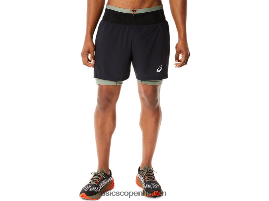 Asics fujitrail kort ydeevne sort/lavgrøn Z206F61139