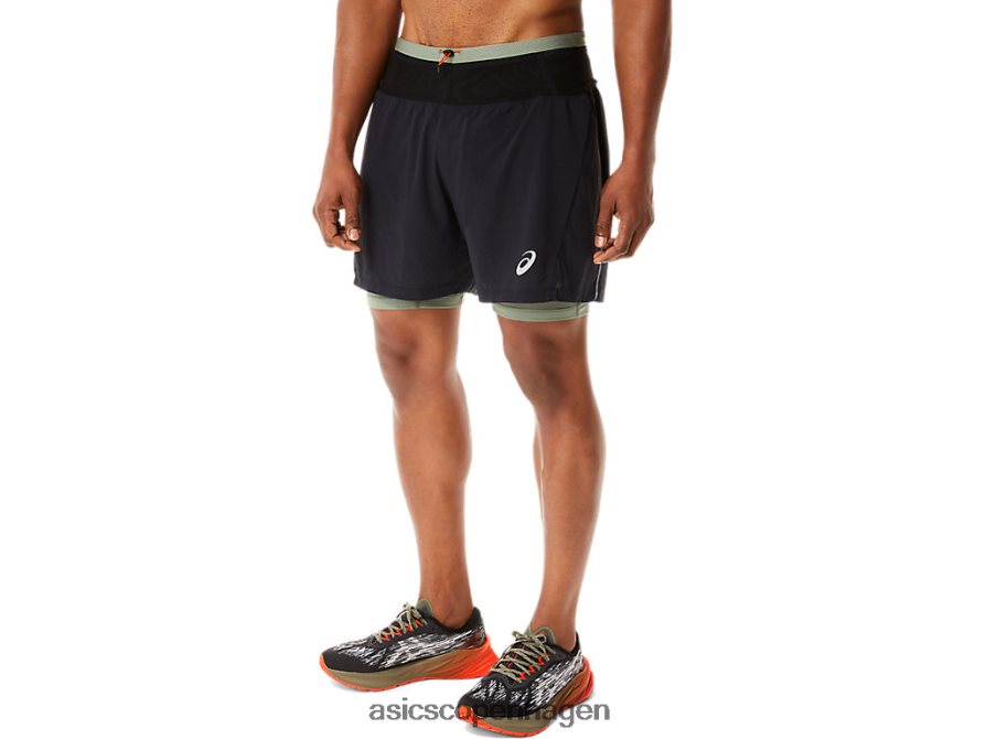 Asics fujitrail kort ydeevne sort/lavgrøn Z206F61139