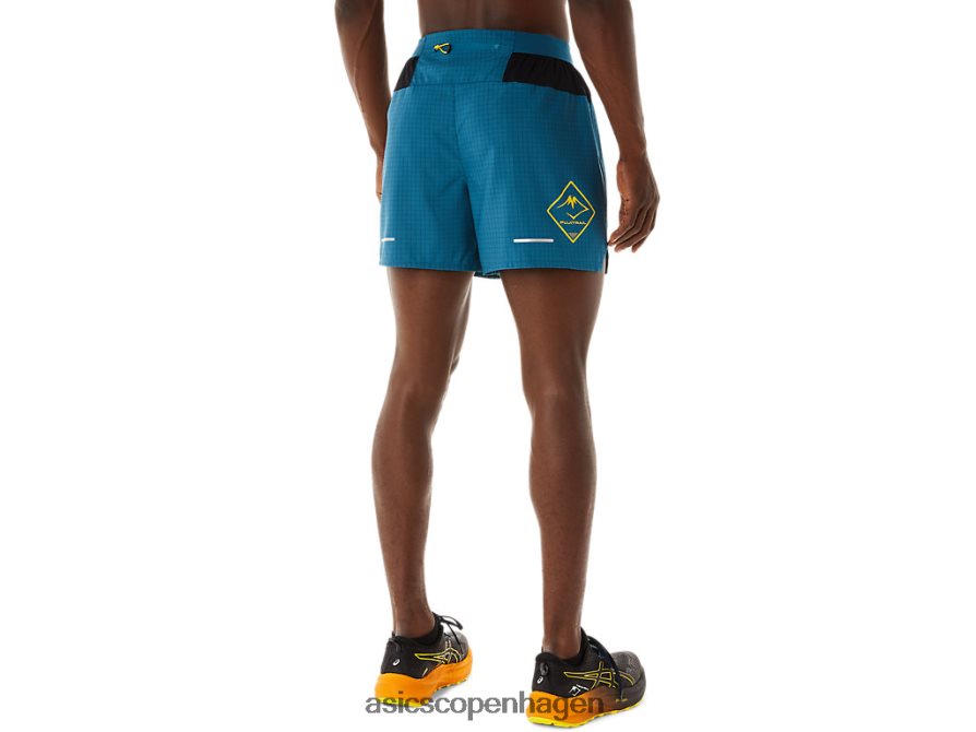 Asics fujitrail logo kort blæk blågrøn/gylden gul Z206F6479