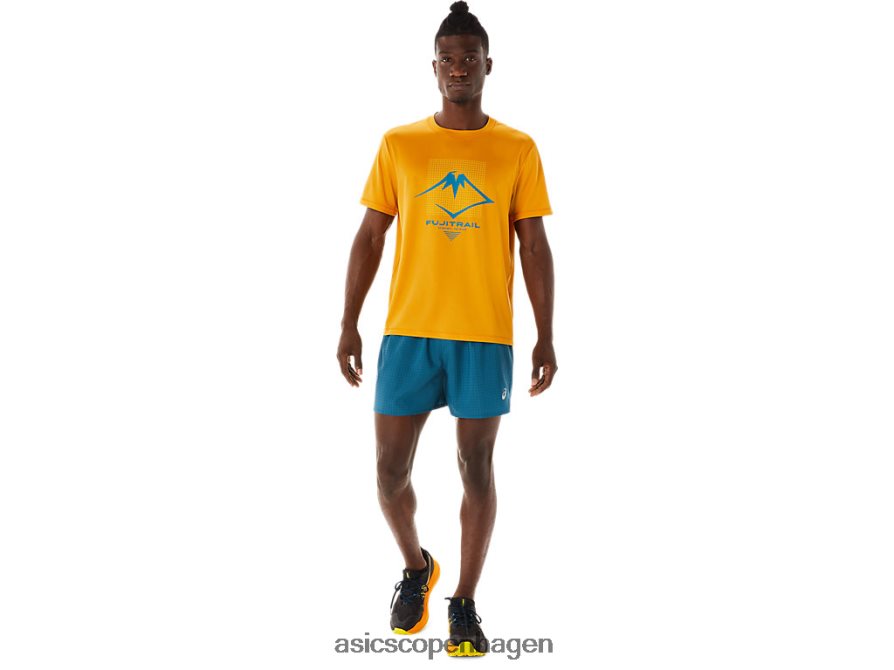 Asics fujitrail logo kort blæk blågrøn/gylden gul Z206F6479