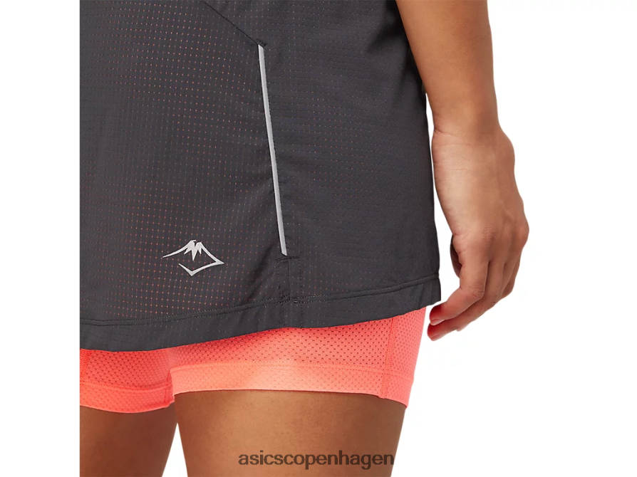 Asics fujitrail skort grafitgrå/flammende koral Z206F63845