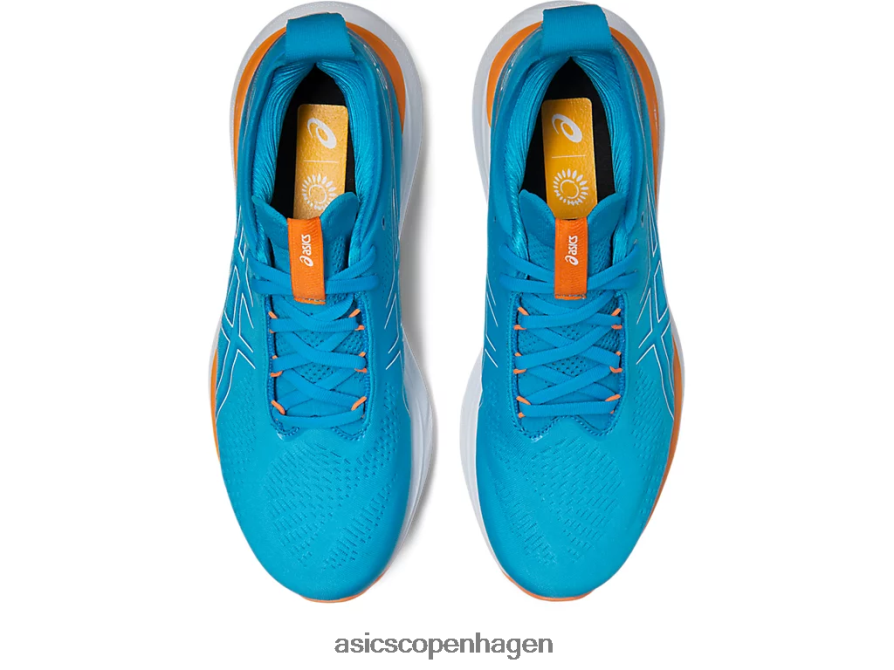 Asics gel-nimbus 25 ekstra bred ø blå/sol fersken Z206F6191