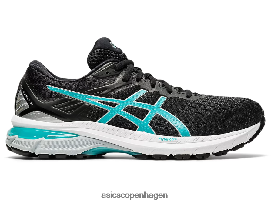 Asics gt-2000 9 sort/techno cyan Z206F64125