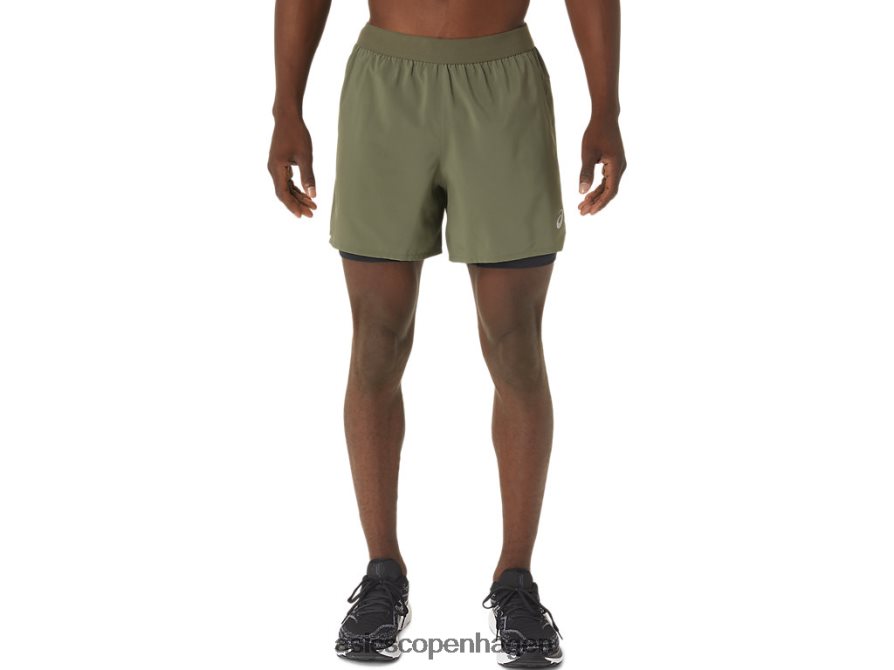 Asics kort vej 2-n-1 5 kappegrøn/performance sort Z206F61122