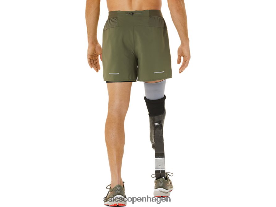 Asics kort vej 2-n-1 5 kappegrøn/performance sort Z206F61122