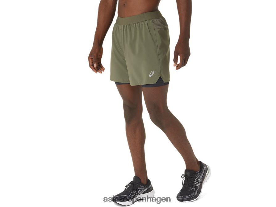 Asics kort vej 2-n-1 5 kappegrøn/performance sort Z206F61122