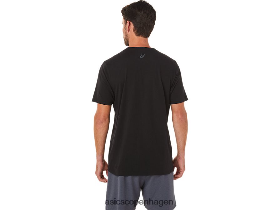 Asics kortærmet stribet lomme-t-shirt ydeevne sort Z206F61650