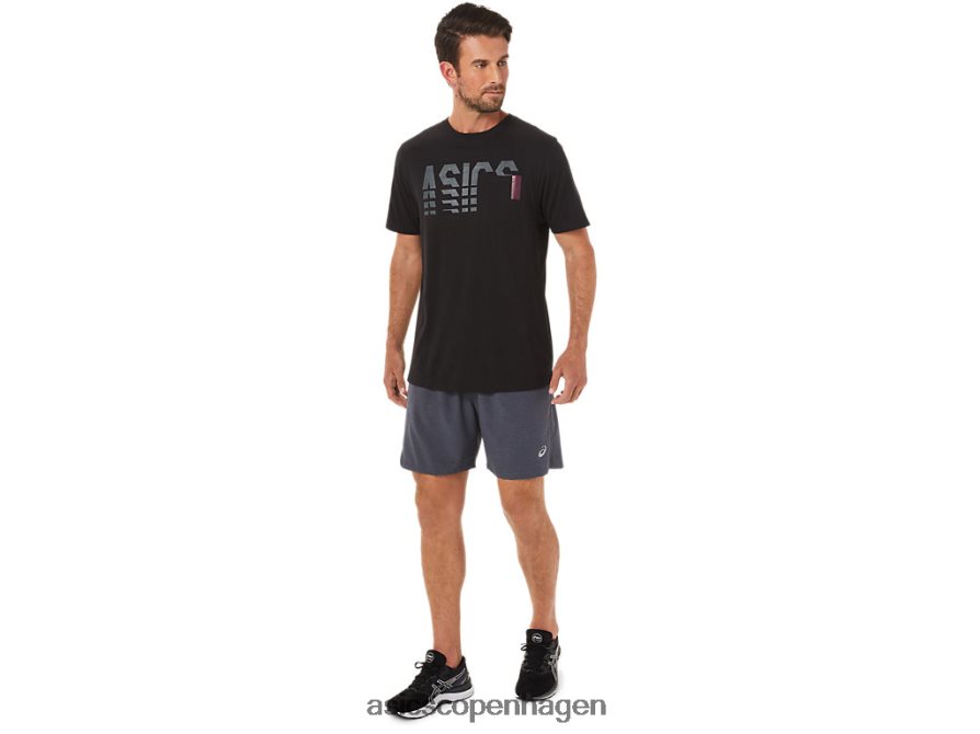 Asics kortærmet stribet lomme-t-shirt ydeevne sort Z206F61650