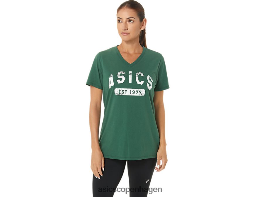 Asics kortærmet t-shirt fra 1977 med v-hals jægergrøn lyng Z206F62726