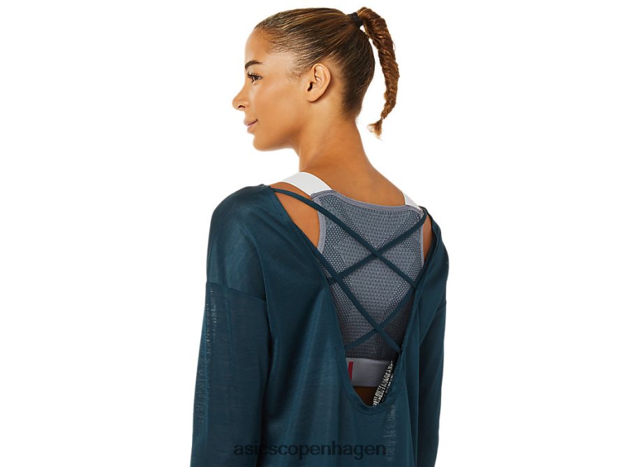 Asics langærmet top med åben ryg fransk blå Z206F63378