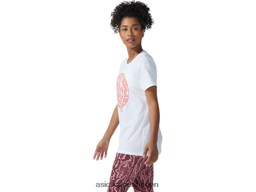 Asics ny stærk 92 grafisk t-shirt strålende hvid/flammende koral Z206F63782