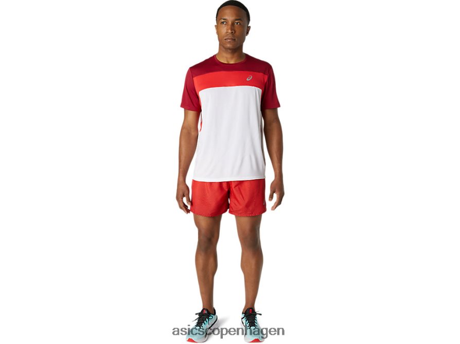 Asics race kortærmet top strålende hvid/burgunder Z206F61728