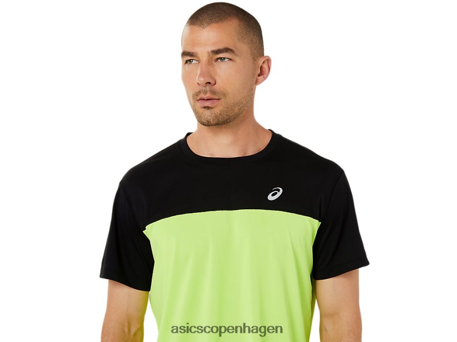 Asics race kortærmet top ydeevne sort/farlig grøn Z206F61415