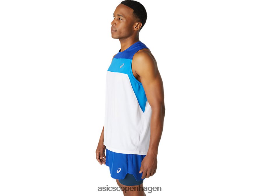 Asics race singlet strålende hvid/monacoblå Z206F61746