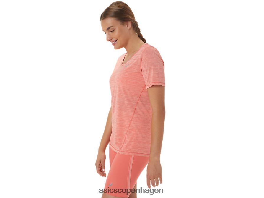 Asics race v-hals kortærmet top papaya/guava Z206F62295