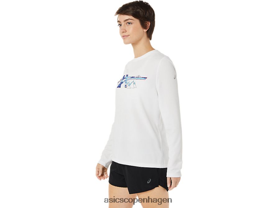 Asics ready-set ii langærmet grafik strålende hvid Z206F63609