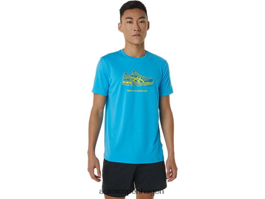 Asics sko grafisk kortærmet t-shirt digital aqua Z206F61376
