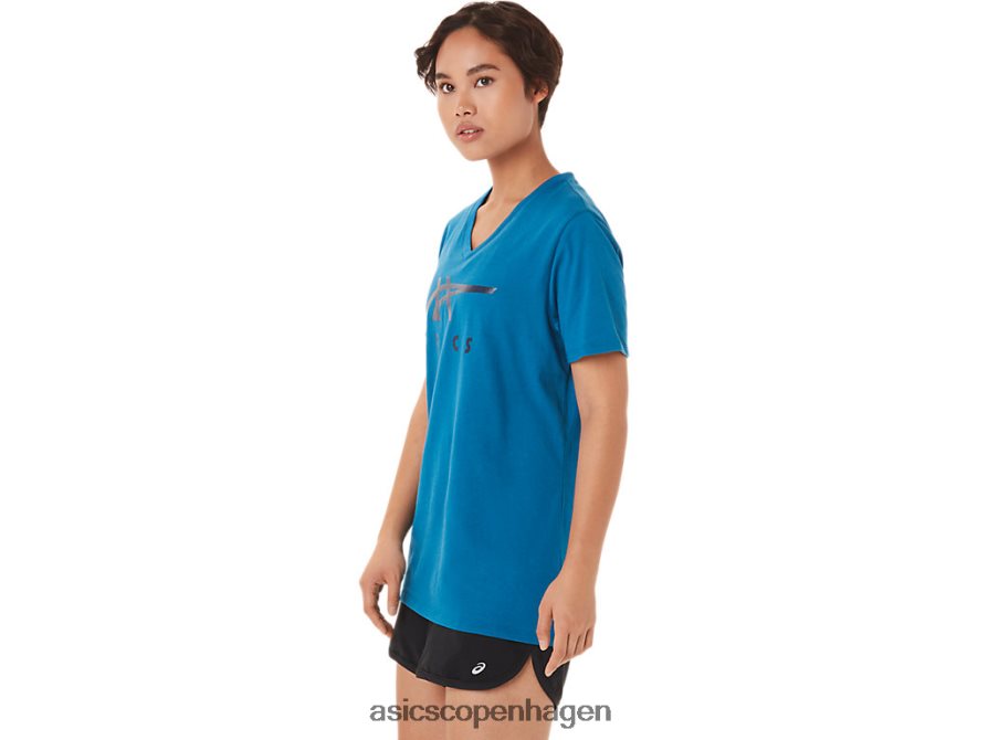 Asics striber v-hals genfødt blå Z206F63420