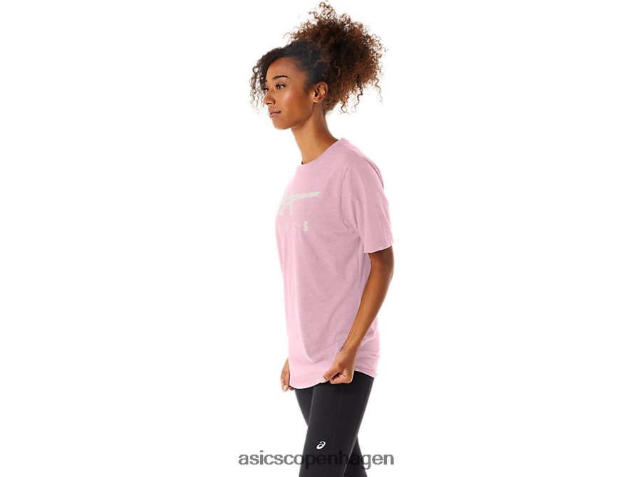 Asics stribet kortærmet t-shirt lyserødt salt Z206F673