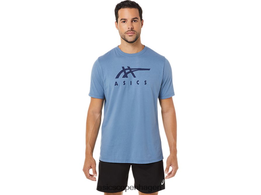 Asics stribet kortærmet t-shirt storm blå Z206F61743