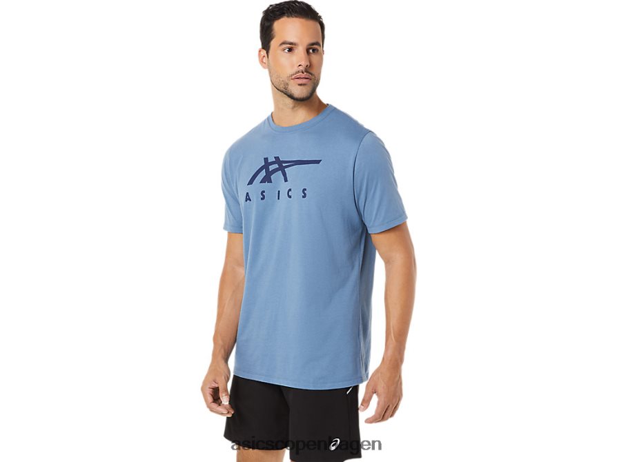 Asics stribet kortærmet t-shirt storm blå Z206F61743