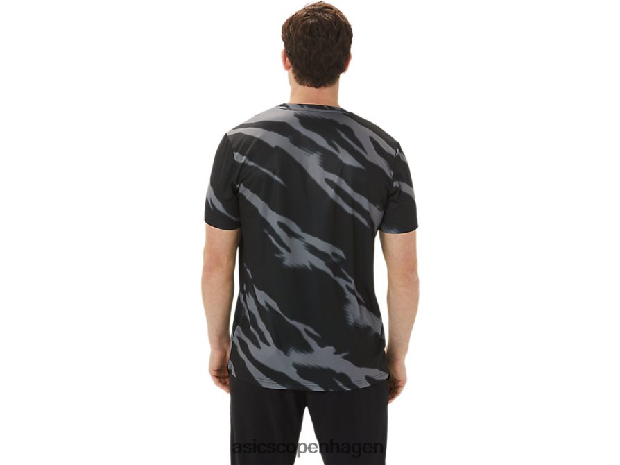 Asics sæsonbetonet kortærmet top med all over print ydeevne sort/grafitgrå Z206F61009