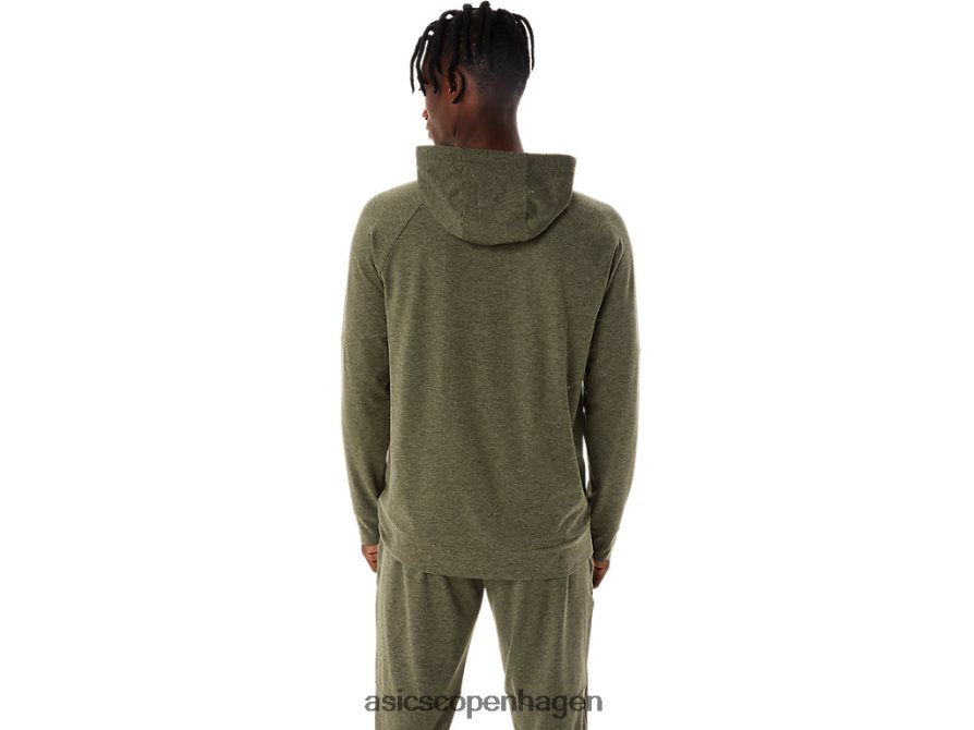 Asics tech hættetrøje med fuld lynlås kappegrøn lyng/perf sort Z206F6851