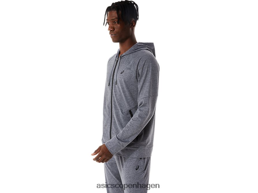 Asics tech hættetrøje med fuld lynlås metropol grå lyng Z206F6817