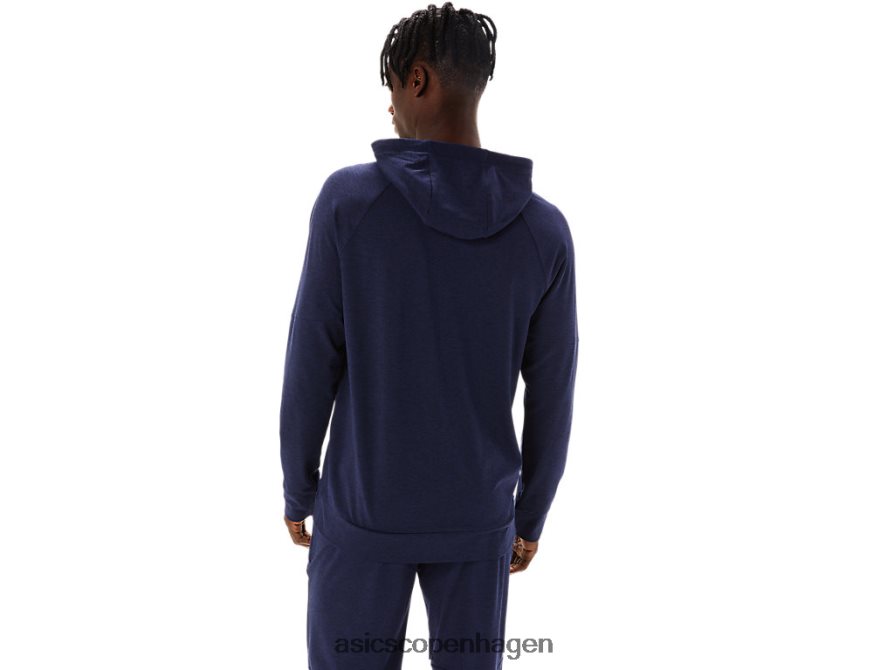 Asics tech hættetrøje med fuld lynlås peacoat/perf sort Z206F6867