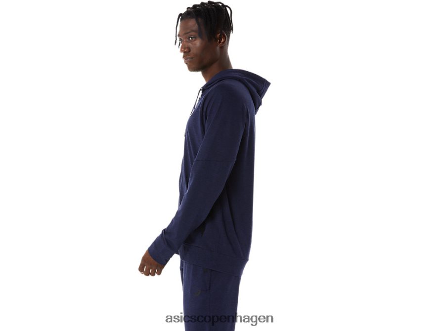 Asics tech hættetrøje med fuld lynlås peacoat/perf sort Z206F6867