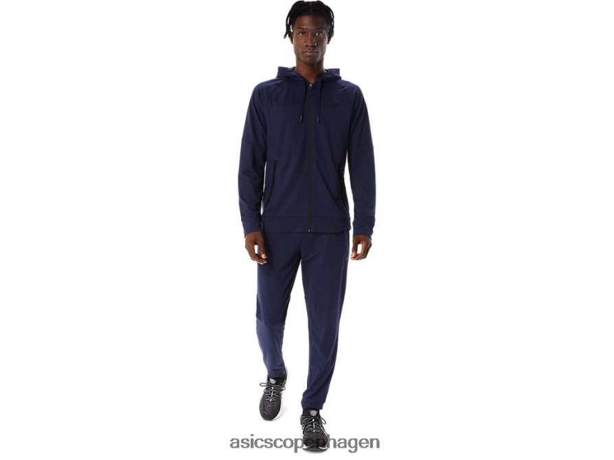 Asics tech hættetrøje med fuld lynlås peacoat/perf sort Z206F6867