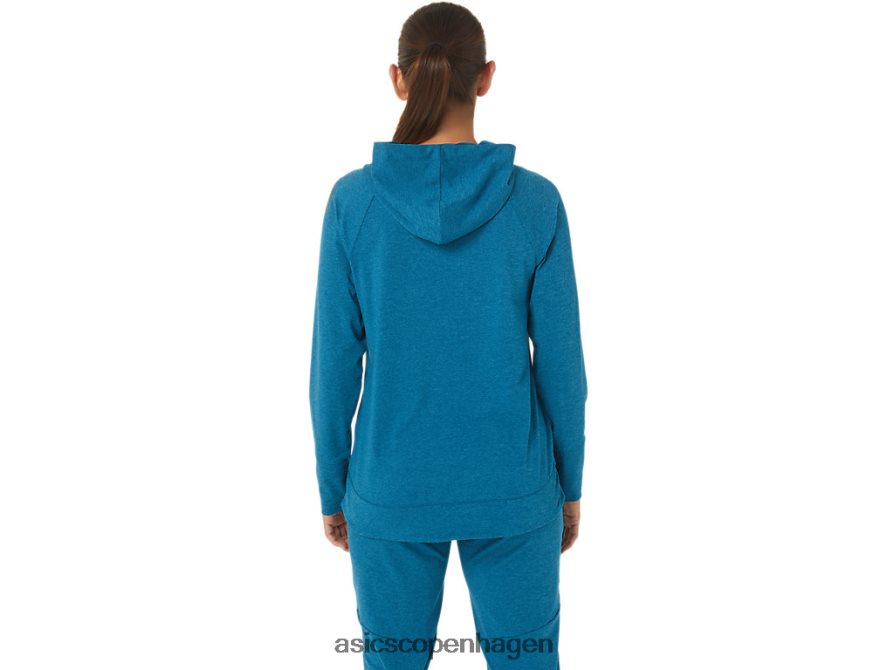Asics tech pullover hættetrøje deep sea teal spacedye Z206F62809