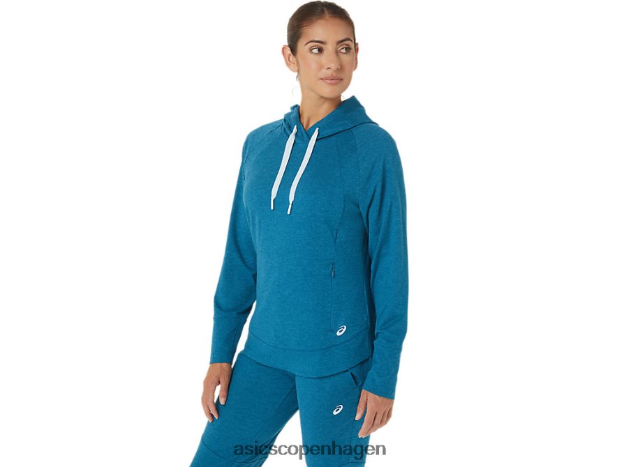 Asics tech pullover hættetrøje deep sea teal spacedye Z206F62809