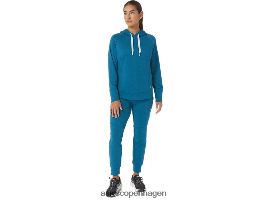 Asics tech pullover hættetrøje deep sea teal spacedye Z206F62809