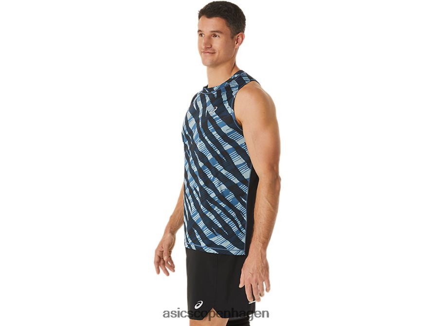 Asics vild camo singlet azurblå/performance sort Z206F61113