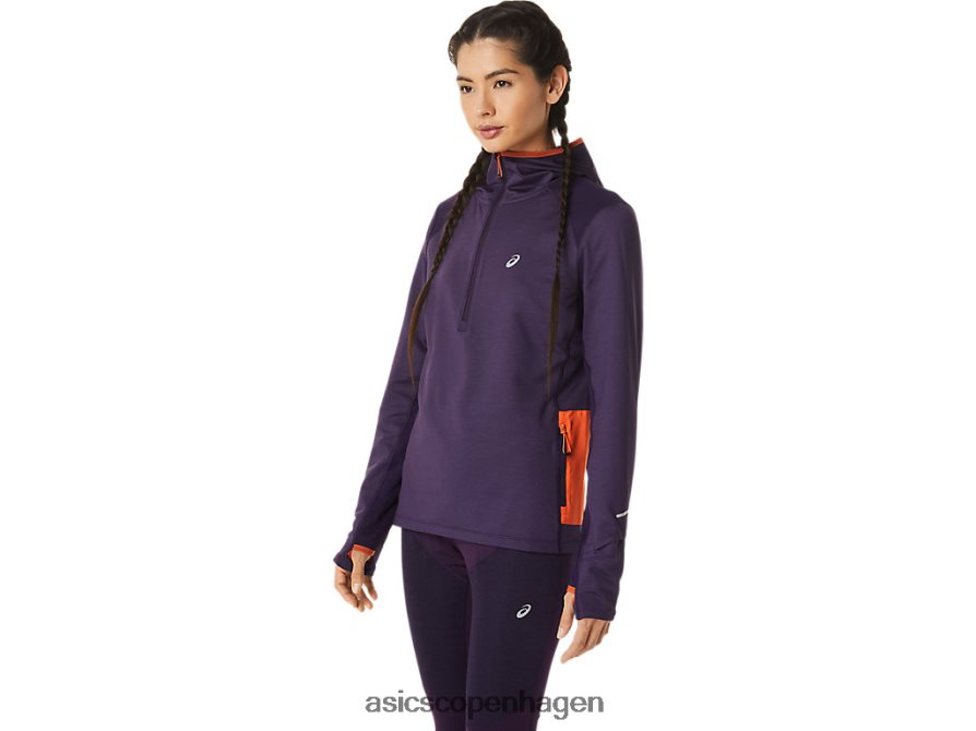 Asics vinterløb langærmet hættetrøje natskygge lyng/nova orange Z206F62791